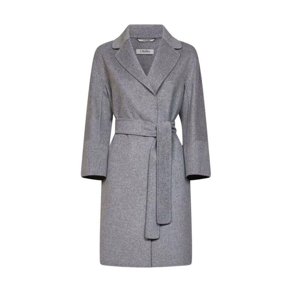Max Mara S Women Melange Grey Arona Short Belted Coat